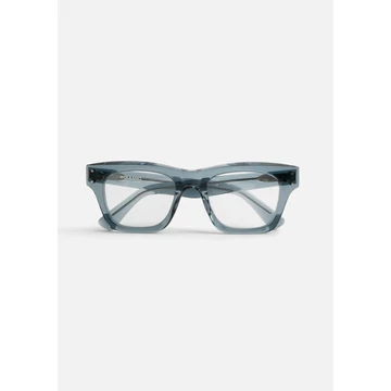 Amoros Blue Optika szemüveg – szögletes, vastag, átlátszó kék acetát keret, robusztus 7-csöves szegecsekkel, Olaszországban kézzel készült