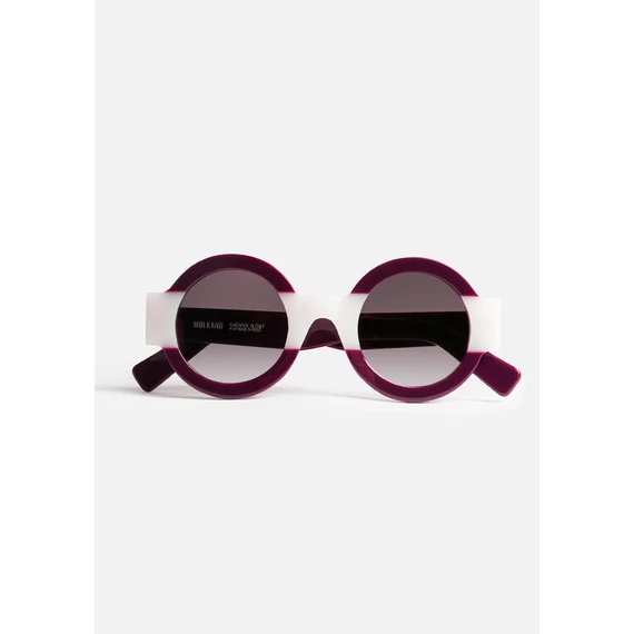 Vosges Purple napszemüveg kerek, lila acetát kerettel, lágy cukor részletekkel és barna-kék átmenetes lencsével
