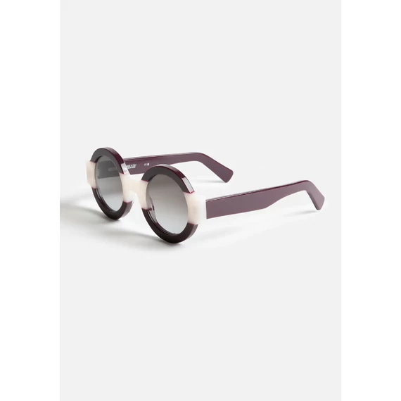 Vosges Purple napszemüveg kerek, lila acetát kerettel, lágy cukor részletekkel és barna-kék átmenetes lencsével