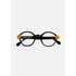 Kép 1/6 - Kolonaki Black optikai keret – kerek, fekete acetát front, barna-narancssárga laminált részletekkel. Beépített acetát orrpárnák és tartós 5 hengeres pántok. Olaszországban kézzel készült, prémium minőség.